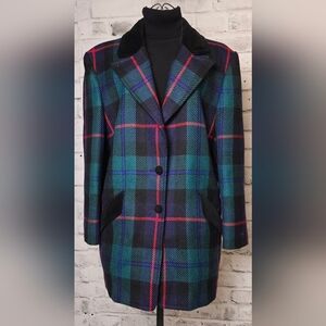 Vintage Liliane Burty Paris Wool Plaid Blazer Made in France 40